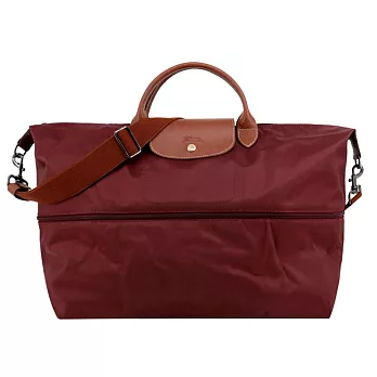 LONGCHAMP LE PLIAGE系列再生尼龍延展兩用旅行袋 酒紅