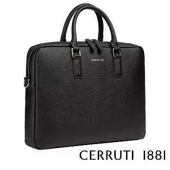 【Cerruti 1881】限量2折 義大利頂級小牛皮公事包/斜背包 全新專櫃展示品(黑色 CECA04466S)