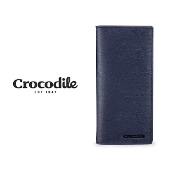 【Crocodile】鱷魚皮件 真皮皮夾 長夾 單鈔 17卡 維也納Wien 2.0系列-0103-11301-黑藍兩色 藍色