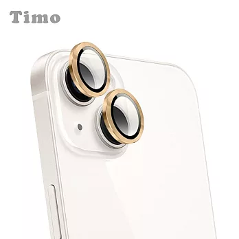 【Timo】iPhone 16/16 Plus 鏡頭專用 3D金屬環鏡頭貼玻璃保護貼膜 金色