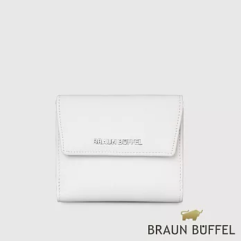 【BRAUN BUFFEL 德國小金牛】台灣總代理 薇拉-A 8卡兩折短夾-白色/BF850-404-WT