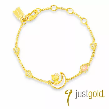 【Just Gold 鎮金店】Hello Kitty薔薇月戀 黃金手鍊