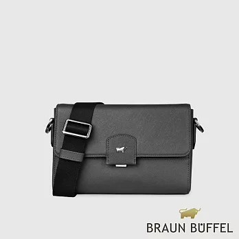 【BRAUN BUFFEL 德國小金牛】台灣總代理 巴雷特 小型橫式斜背包-黑色/BF546-03-BK