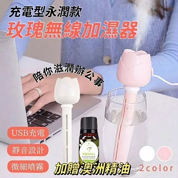 【加贈澳洲精油】永潤款玫瑰無線加濕器 品味白