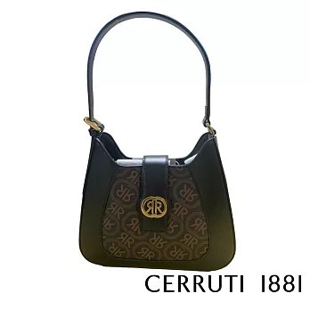 【Cerruti 1881】限量2折 義大利頂級小牛皮皮革女用手提包肩背包 全新專櫃展示品 (黑色 CEBA05638M)