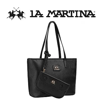 【LA MARTINA】限量2折 頂級金標皮革拖特包 LMBA01285T 全新專櫃展示品(黑色)