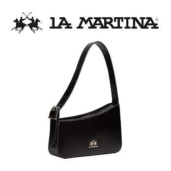 【LA MARTINA】限量2折 頂級金標素面皮革肩背包 LMBA01314T 全新專櫃展示品(黑色)