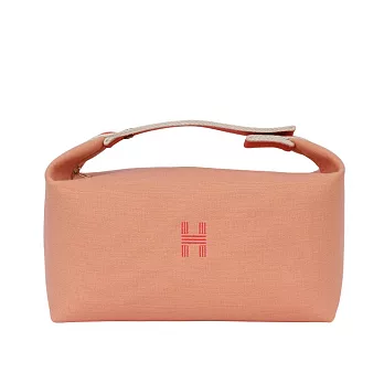 HERMES H Logo 帆布大款手提便當包_展示品  (粉色)