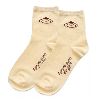 【ONEDER 旺達棉品】三麗鷗家族中筒襪 帕恰狗 布丁狗 酷企鵝 長襪 台灣製棉襪女襪- 布丁狗-鵝黃 PN-A304