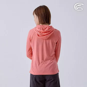 ADISI 女輕薄棉感快乾連帽長袖圖T AL2311124 (S-2XL)｜輕量 吸濕排汗 速乾 彈性 透氣 排汗衣 XL 雙色海棠紅