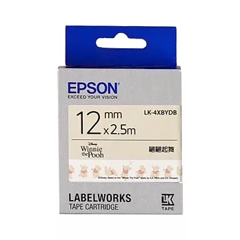 EPSON 迪士尼原廠標籤帶 12mm 白底黑字  LK-4XBYDB 小熊維尼翩翩起舞款