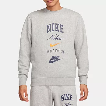 NIKE AS M NK CLUB BB CREW STACK GX 男長袖上衣-灰-FN2611063 2XL 灰色