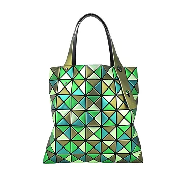 ISSEY MIYAKE 三宅一生 BAOBAO 7x7鉑金壓紋光澤手提包 青銅