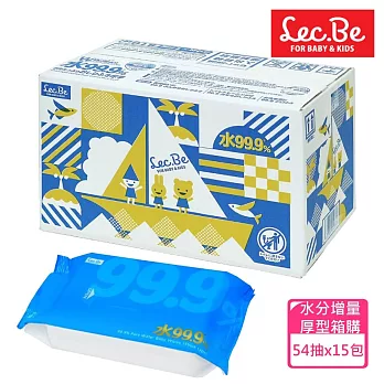 日本LEC 純水99.9%水分增量厚型濕紙巾54抽x15包入(箱購)