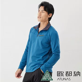 【ATUNAS 歐都納】男款PRIMALOFT刷毛保暖立領長袖拉鍊衫/大尺碼A1PS2021M- XL 鴨青藍