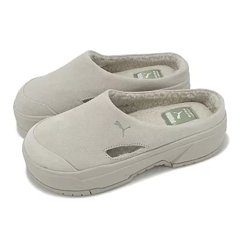 Puma 穆勒鞋 CA. Mule FE Wns 女鞋 灰 綠 麂皮 絨毛 保暖 厚底 休閒鞋 39845101