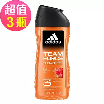 adidas愛迪達 男性三效潔顏洗髮沐浴露3瓶組(250ml/瓶) 超越魅力