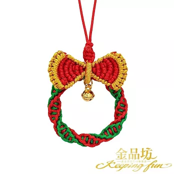 【金品坊】黃金墜子幸福洋溢聖誕吊飾 0.04錢±0.01 森系花圈