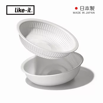 【日本like-it】日製淺型洗米瀝水盆2件組- 白