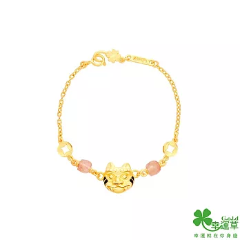 幸運草金飾 幣應金虎爺黃金彌月手鍊
