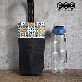 《梵緹希》防水外出手水瓶提袋_ 花磚橘+黑底