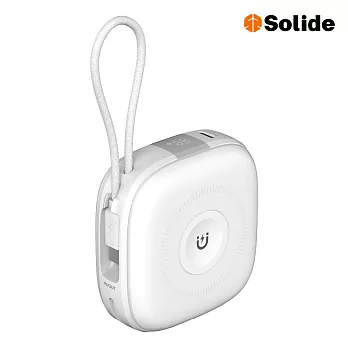 Solide索力得  10000mAh 馬卡龍 六合一萬用快充行動電源 帶線行動電源 耳機充電 手錶充電 白色