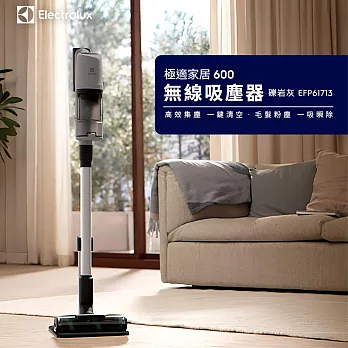 【Electrolux 伊萊克斯】極適家居600系列無線吸塵器 礫岩灰 EFP61713