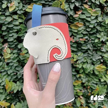 【rue de mode】＂與麥子們攜手合作＂環保手提真皮撞色杯套 第三彈 智慧大象