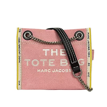 MARC JACOBS 棉質牛仔布鏈帶肩背/斜背托特包 (蝴蝶結粉)
