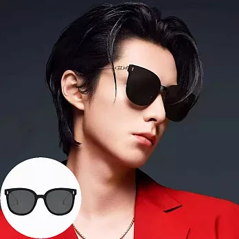 seoul show首爾秀 豎米釘高級感金屬腿太陽眼鏡UV400墨鏡 524  黑框黑灰片