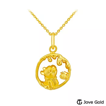 Disney迪士尼系列金飾 維尼系列-蜜蜂維尼黃金墜子  送紅繩項鍊