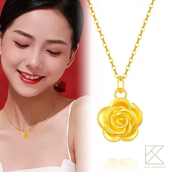 【TLH】黃金墜項鍊 璀璨黃金玫瑰 約重0.08錢±0.01  璀璨黃金玫瑰