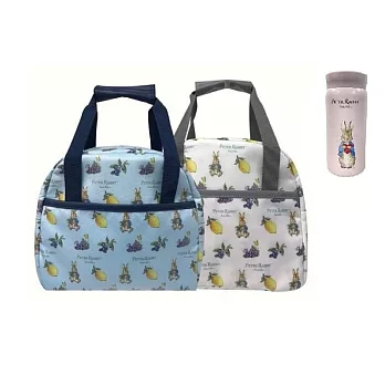 寵愛媽咪限定~【PETER RABBIT 比得兔】大容量保溫保冷袋(藍/白)+200ml口袋保溫杯(粉) 藍色保溫保冷袋+粉色保溫杯