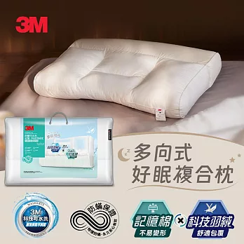 3M 防蹣可水洗科技羽絨枕-可調式多區複合型(多向好睡枕)
