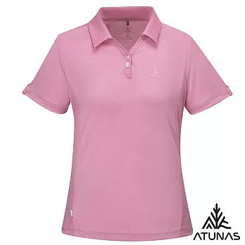 【ATUNAS 歐都納】女款循環ATUNAS-TEX短袖POLO衫/吸濕排汗/防曬透氣/大尺碼A2PS2536WC- S 霧粉
