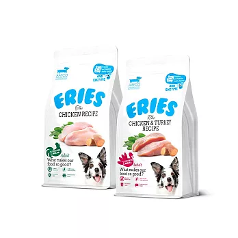 Eries 伊瑞思｜伊瑞思 益生菌酵素成犬糧  1kg｜2包組｜雞肉、雞肉火雞 兩種口味各一包