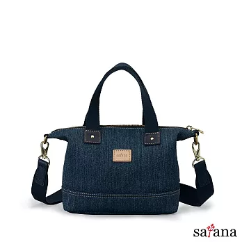 satana - Denim 迷你托特包 - 深丹寧藍