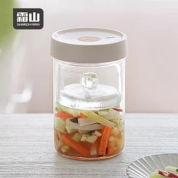 【日本霜山】一夜漬單向排氣玻璃醃漬罐(附玻璃重石)-1300ml