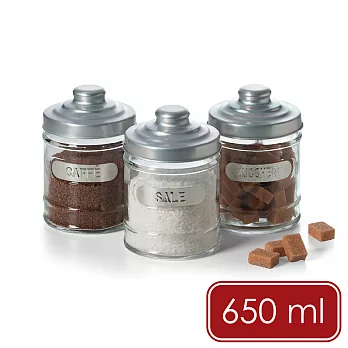 《EXCELSA》Trix玻璃收納罐3入(義式復古650ml) | 收納瓶 保鮮罐 咖啡罐 零食罐 儲物罐