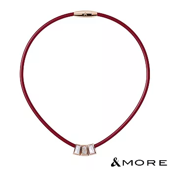 &MORE愛迪莫 Star 繁星鈦鍺能量項鍊(白鋼玫瑰金母貝×促進循環代謝 舒壓保健禮物) S  玫金+紅色