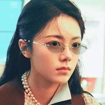 seoul show首爾秀 橢圓無框切邊太陽眼鏡抗UV400墨鏡 T23  金框灰茶片