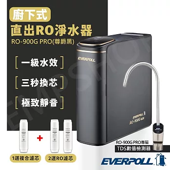 送禾聯14吋DC風扇【愛科EVERPOLL】廚下式直出RO淨水器 RO-900G PRO (尊爵黑) 含安裝