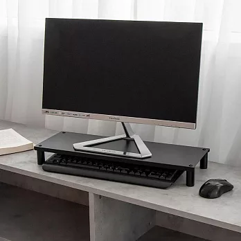 【H&R安室家】省空間桌上螢幕架 鍵盤收納架 OA127 白色