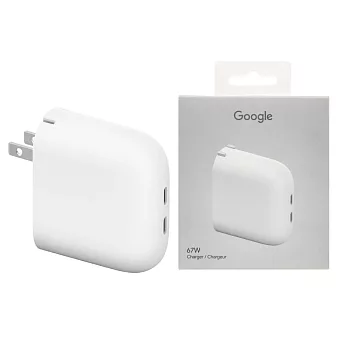 Google 原廠 Pixel Flex 67W USB-C 雙埠快速充電器 - 白 (台灣公司貨) 雪花白
