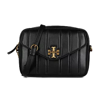 TORY BURCH 素面絎縫皮革相機包-黑
