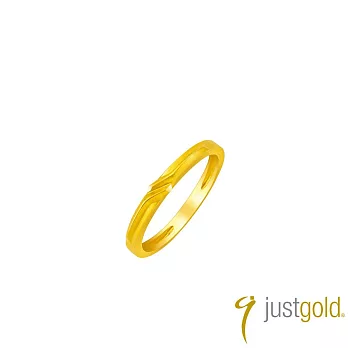 【Just Gold 鎮金店】稜合 TrioLink -雙綴 黃金戒指 港圍 9  金色