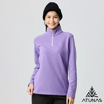 【ATUNAS 歐都納】女款POLARTEC THERMAL PRO透氣快乾保暖長袖拉鍊立領杉/POLO衫/大尺碼A1PS2524W- S 紫羅蘭