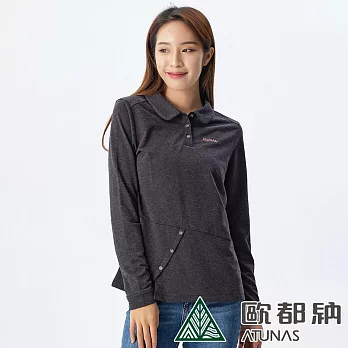 【ATUNAS 歐都納】女款羊毛抑菌抗臭吸濕排汗長袖POLO衫/小尺碼A9PS2228W- XS 黑