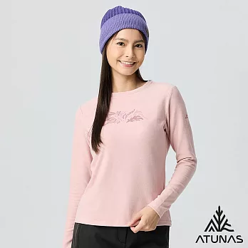 【ATUNAS 歐都納】女款經典保暖長袖圓領衫/長T/圖T/大尺碼A2TS2540W- S 霧粉