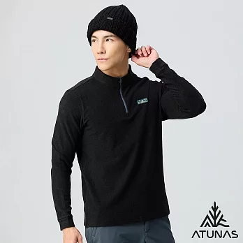 【ATUNAS 歐都納】男款經典保暖長袖拉鍊衫/立領衫/POLO衫/大尺碼A2PS2551M- M 黑